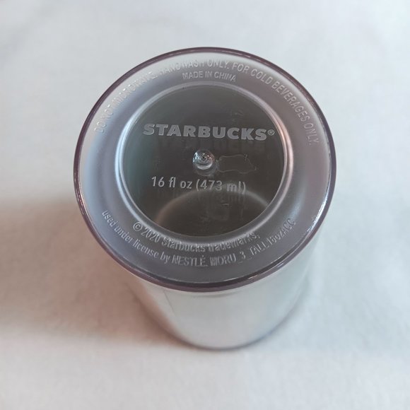 Starbucks Tumbler Silver 16 oz w/ Lid Straw 2020 - Cold Drinks Lightly Used - Picture 4 of 4